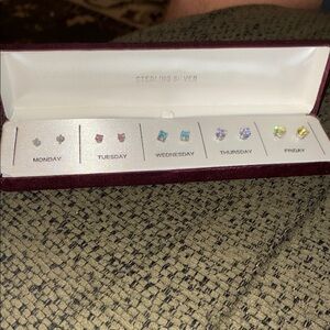 Sterling Silver Multicolor Stud Earring Set